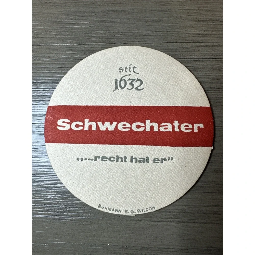 Vintage Schwechater Beer Coaster Austria Austrian Breweriana Vienna Beer